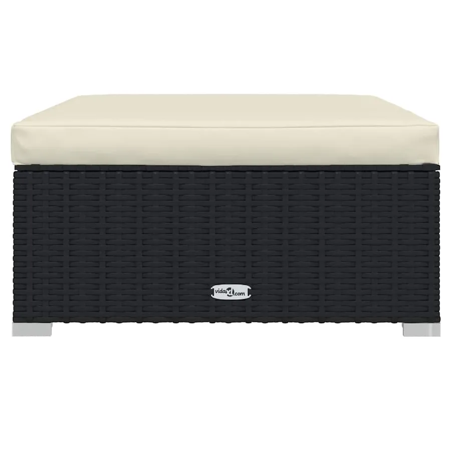 Garden footstool and cushion Black 70x70x30 cm Poly rattan - 3