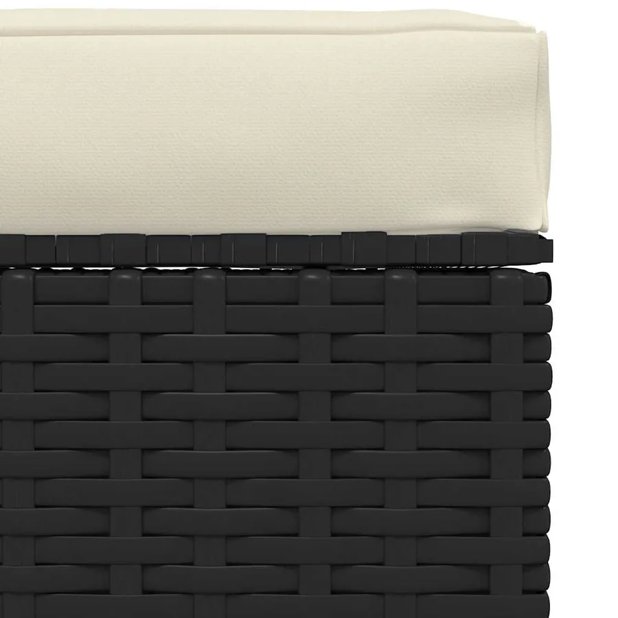 Garden footstool and cushion Black 70x70x30 cm Poly rattan - 4