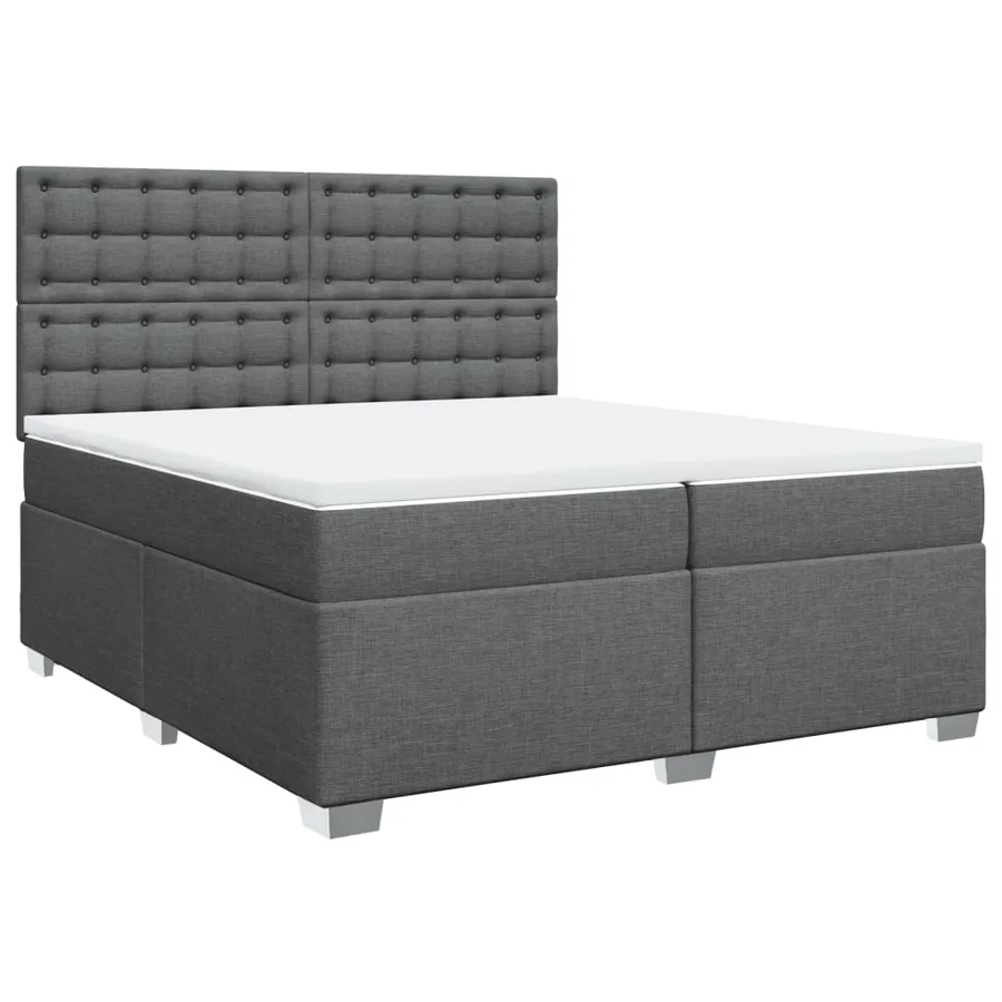 Sommier à lattes de lit avec matelas Gris foncé 200x200cm Tissu - 2