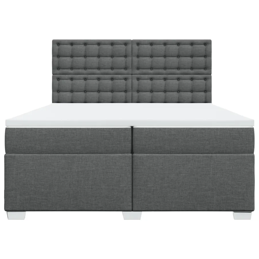 Sommier à lattes de lit avec matelas Gris foncé 200x200cm Tissu - 4