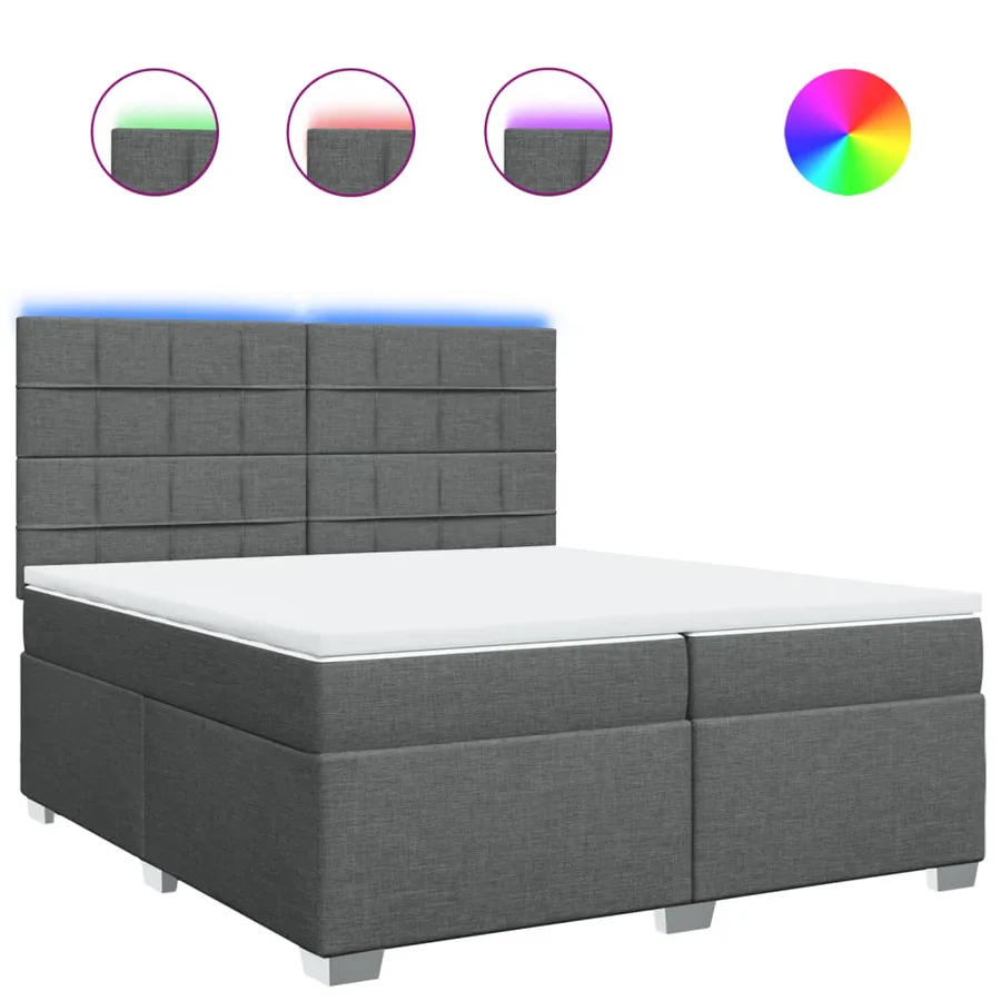 Sommier à lattes de lit avec matelas Gris foncé 200x200cm Tissu - 2