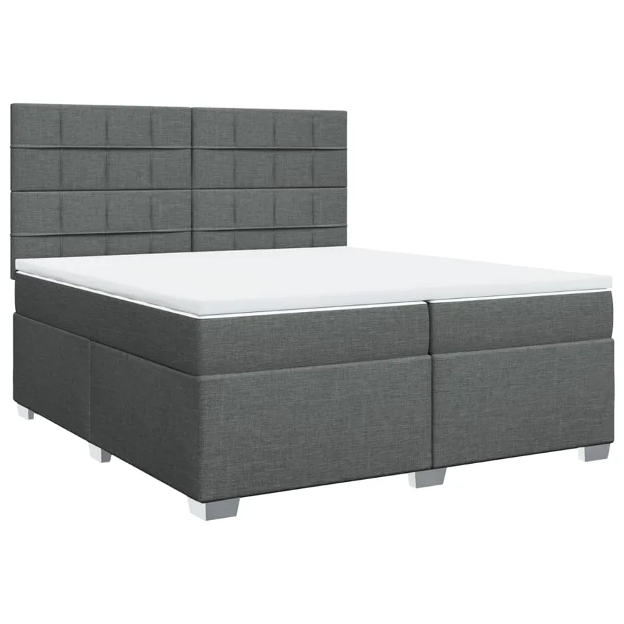 Sommier à lattes de lit avec matelas Gris foncé 200x200cm Tissu - 3