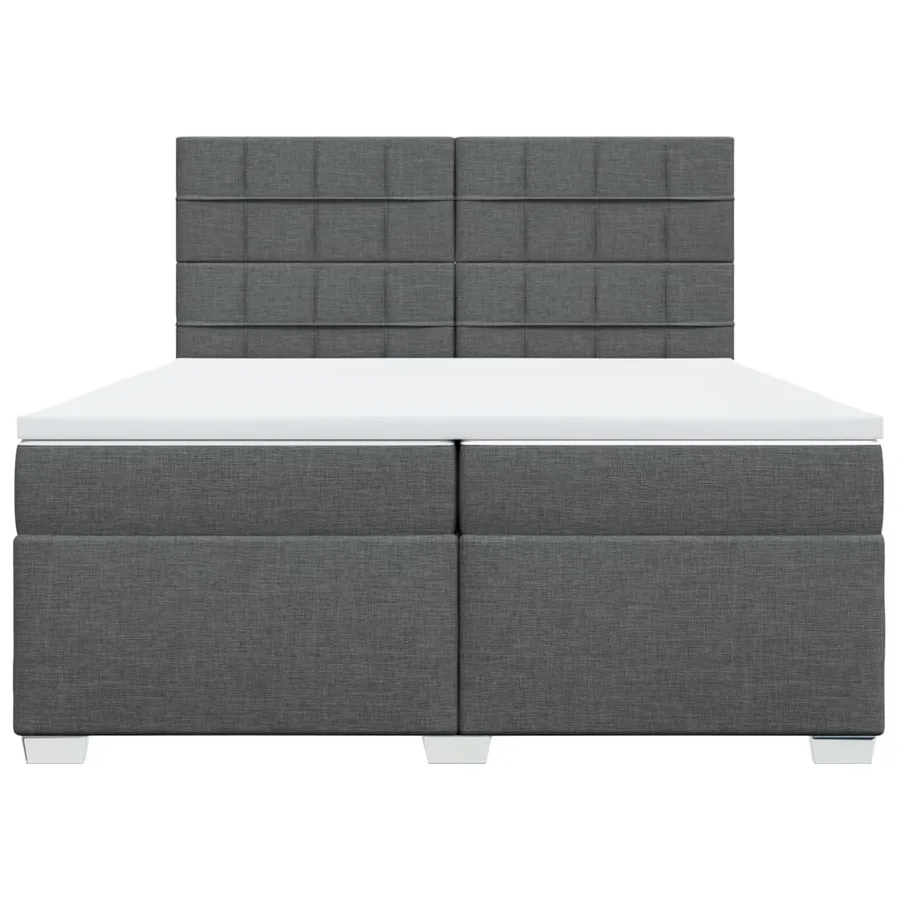 Sommier à lattes de lit avec matelas Gris foncé 200x200cm Tissu - 6