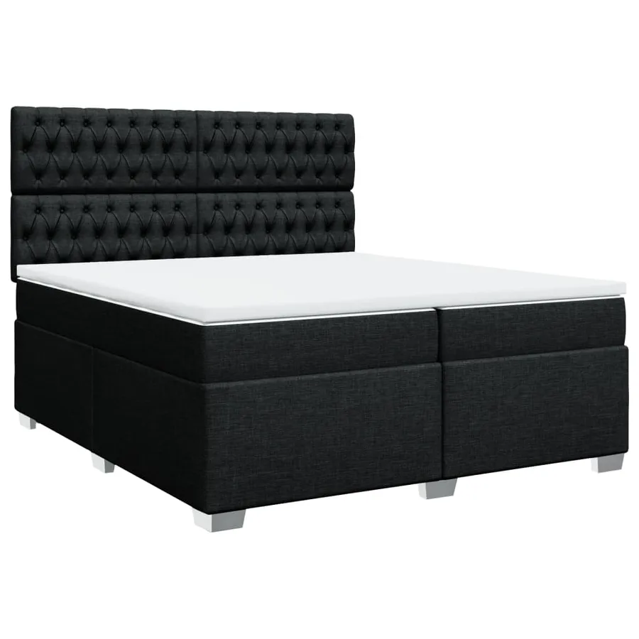 Sommier à lattes de lit avec matelas Noir 200x200 cm Tissu - 2