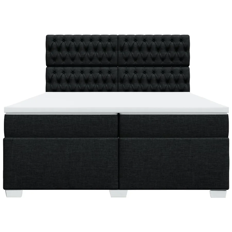 Sommier à lattes de lit avec matelas Noir 200x200 cm Tissu - 4