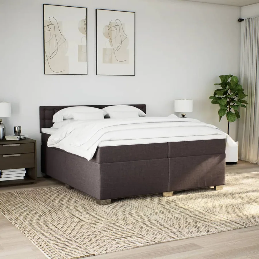 Sommier à lattes de lit avec matelas Marron foncé 200x200 cm - 4