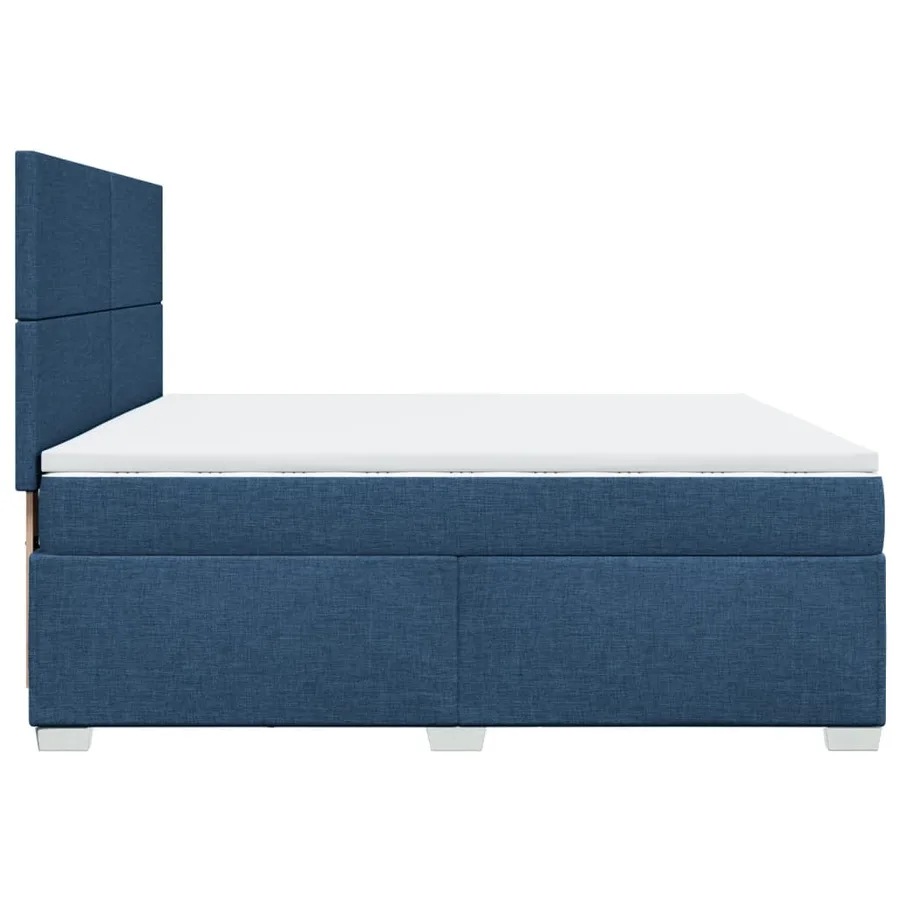 Sommier à lattes de lit avec matelas Bleu 200x200 cm Tissu - 11