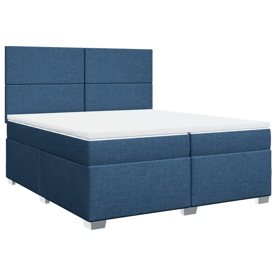 Sommier à lattes de lit avec matelas Bleu 200x200 cm Tissu - 3