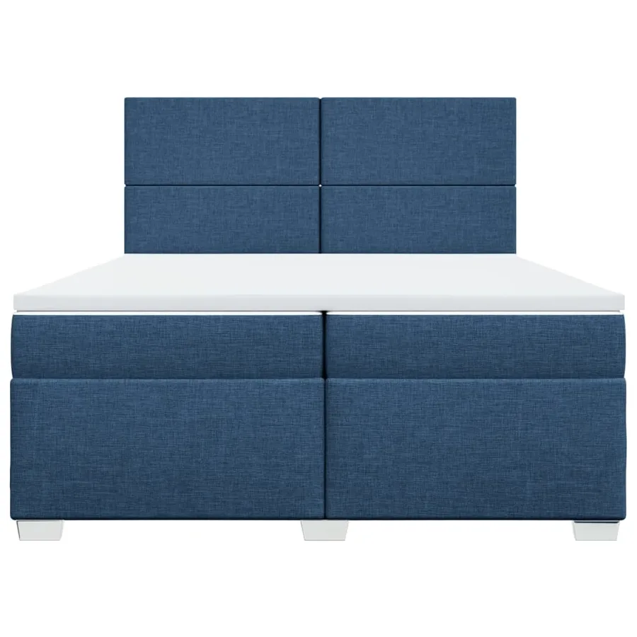 Sommier à lattes de lit avec matelas Bleu 200x200 cm Tissu - 6