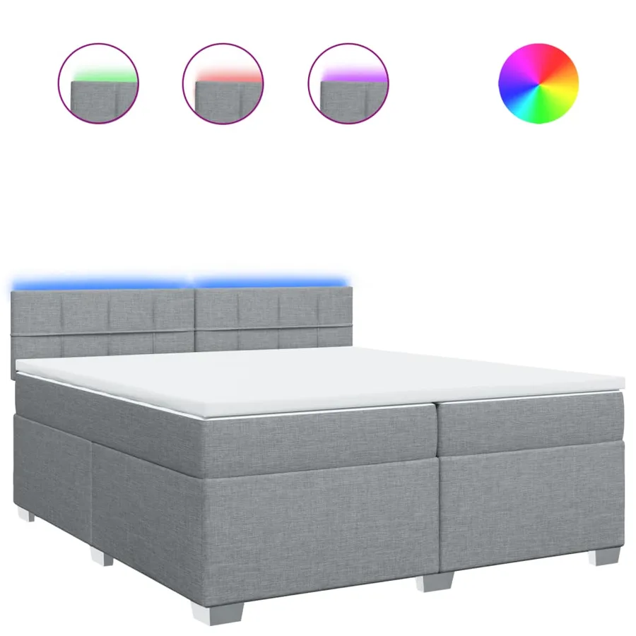 Sommier à lattes de lit avec matelas Gris clair 200x200cm Tissu - 2