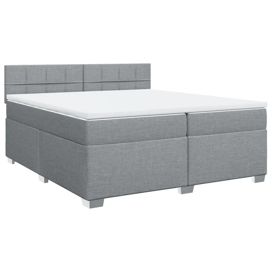 Sommier à lattes de lit avec matelas Gris clair 200x200cm Tissu - 3