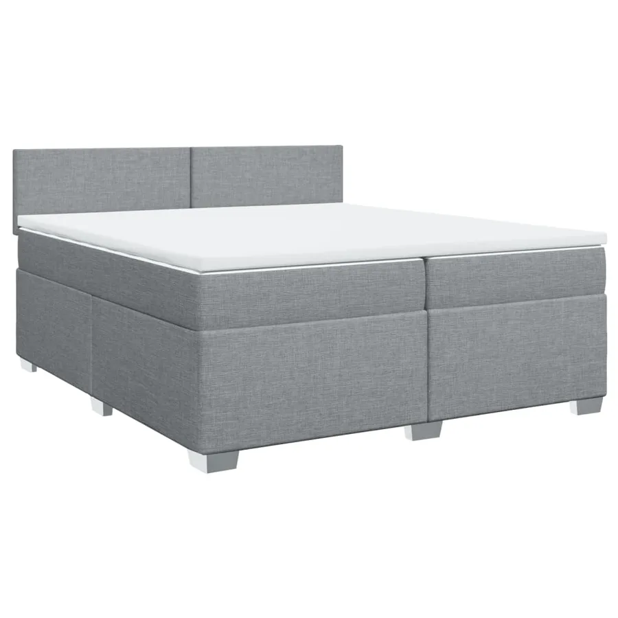 Sommier à lattes de lit avec matelas Gris clair 200x200cm Tissu - 3