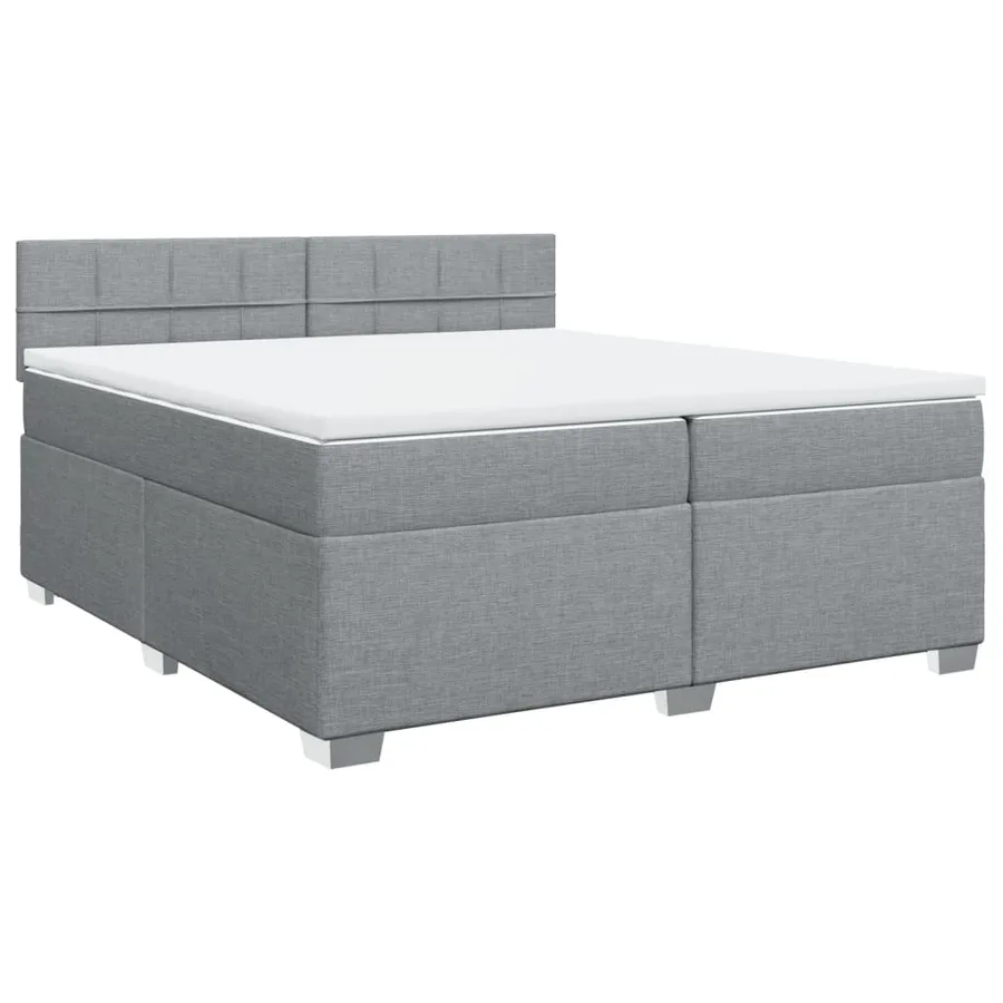 Sommier à lattes de lit avec matelas Gris clair 200x200cm Tissu - 2