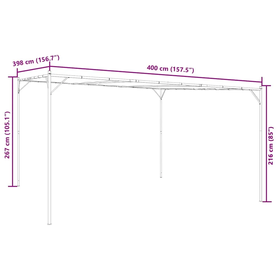 Belvédère blanc 4x4 m 180 g/m² tissu et acier - 9