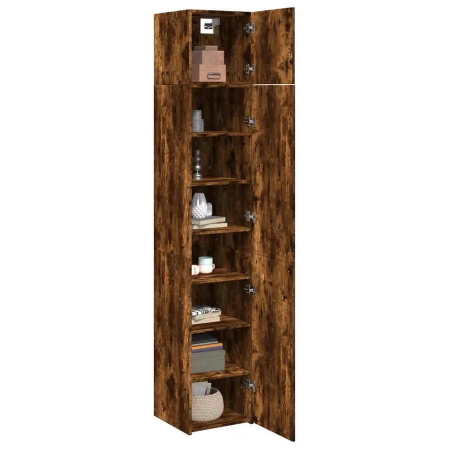 Armoire de rangement mince chêne fumé 40x42,5x225 cm - 3