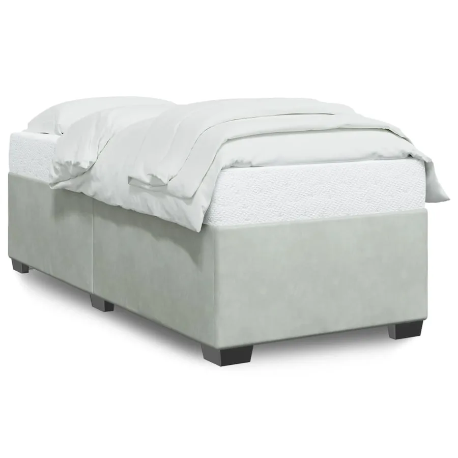 Cadre de lit sans matelas gris clair 90x190 cm velours - 2