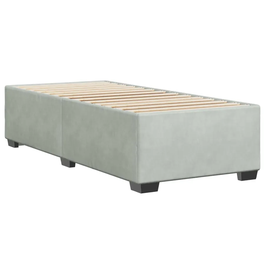 Cadre de lit sans matelas gris clair 90x190 cm velours - 3