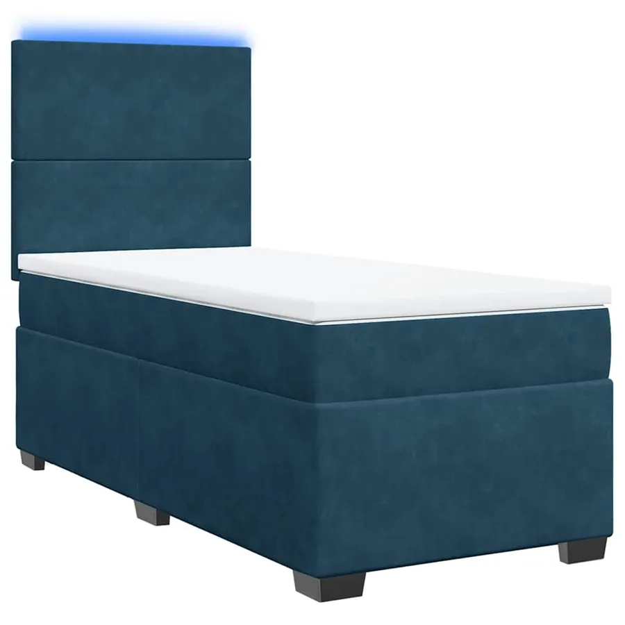 Sommier à lattes de lit avec matelas bleu 90x190 cm velours - 3
