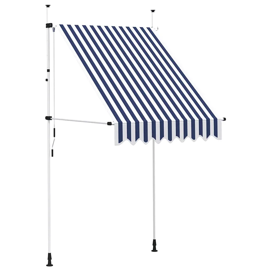 Manual retractable awning 150 cm Blue and white stripes - 2