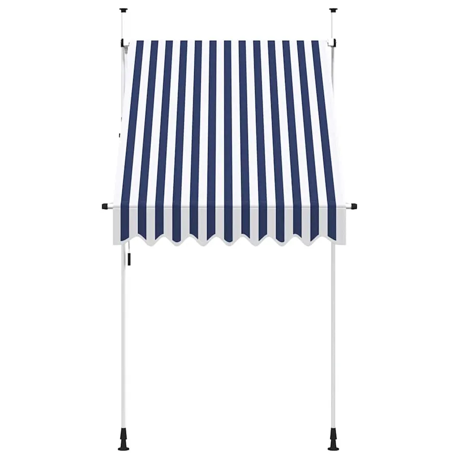 Manual retractable awning 150 cm Blue and white stripes - 3