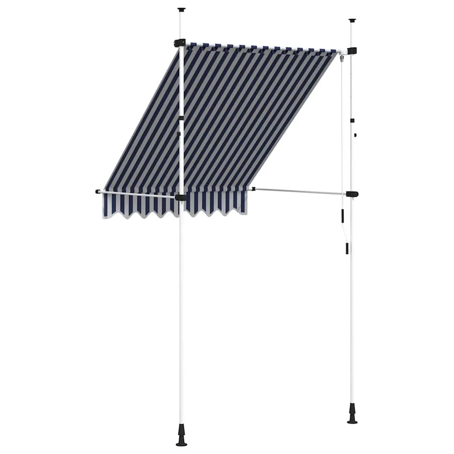 Manual retractable awning 150 cm Blue and white stripes - 5