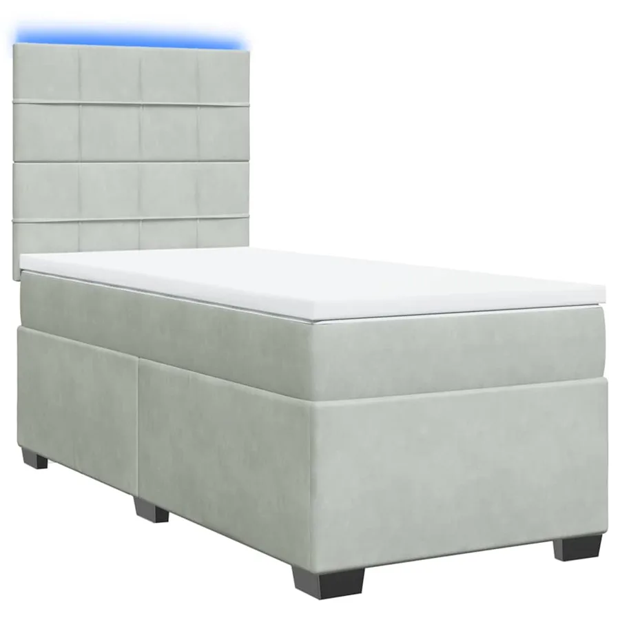 Sommier à lattes de lit et matelas Gris clair 90x190 cm Velours - 3