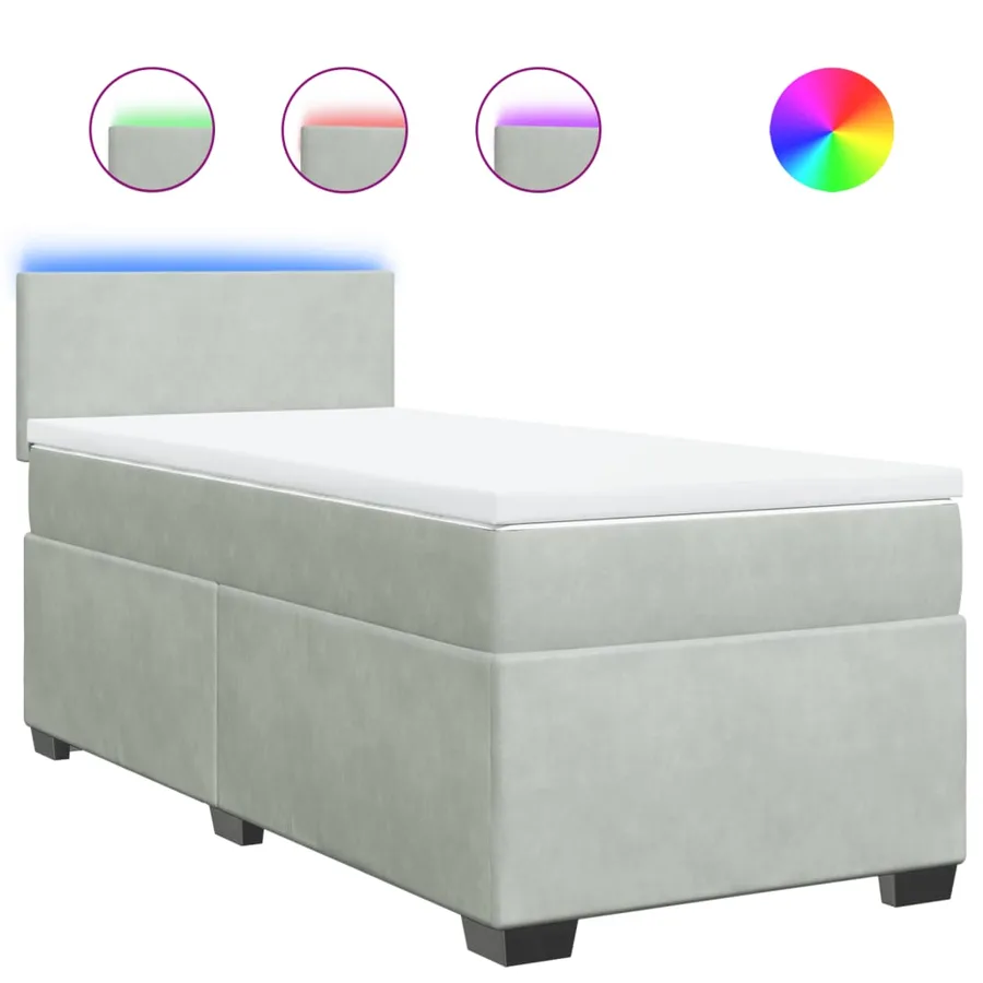 Sommier à lattes de lit et matelas Gris clair 90x190 cm Velours - 2