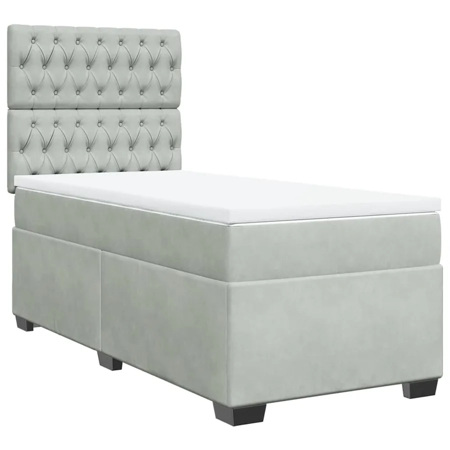 Sommier à lattes de lit et matelas Gris clair 90x190 cm Velours - 6