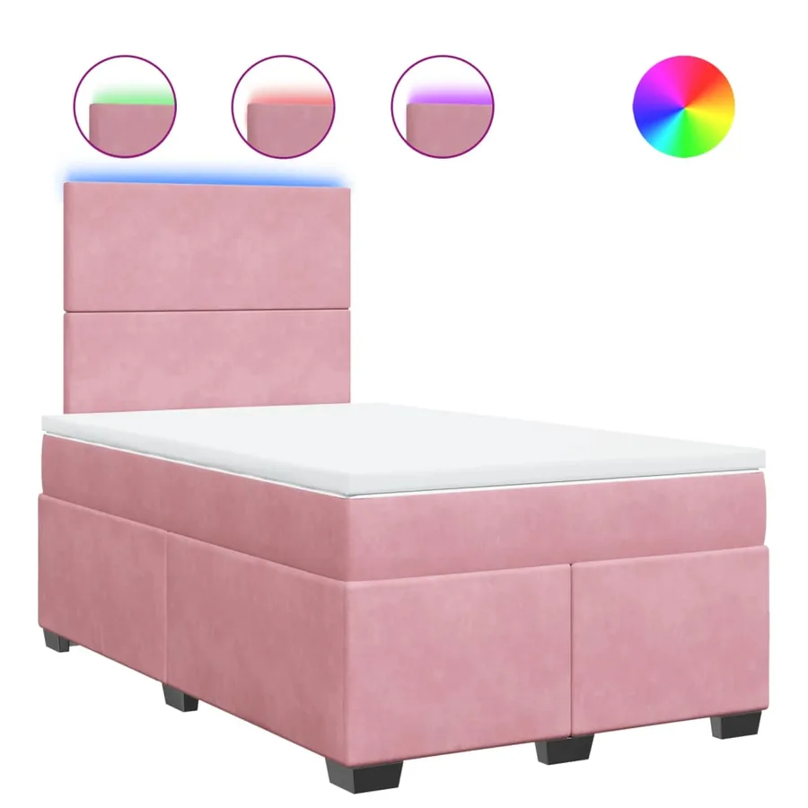 Sommier à lattes de lit avec matelas rose 120x190 cm velours - 2