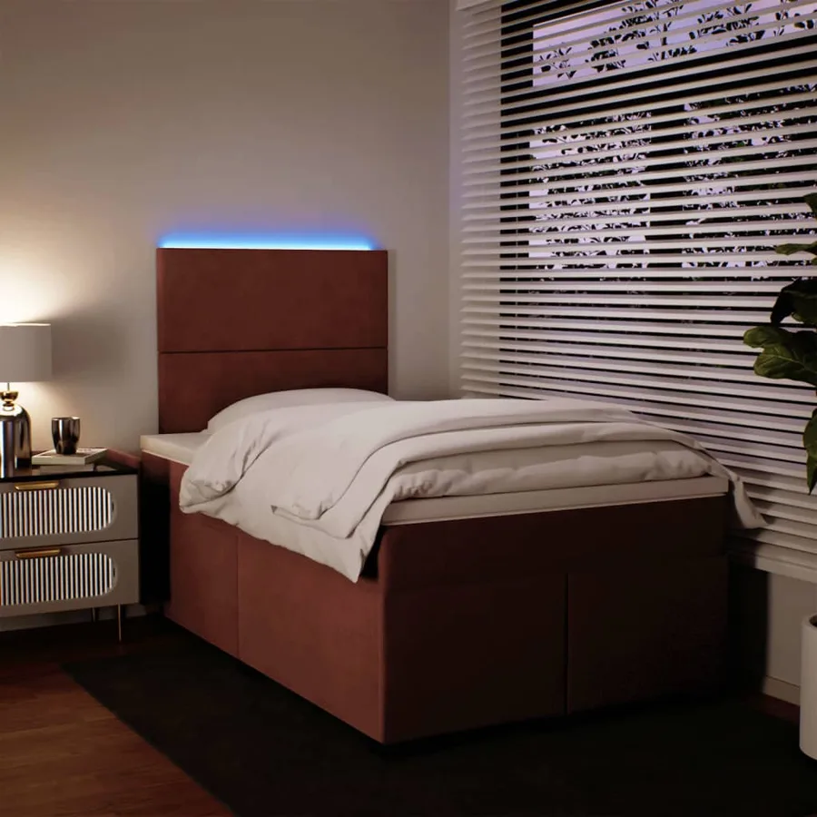 Sommier à lattes de lit avec matelas rose 120x190 cm velours - 5