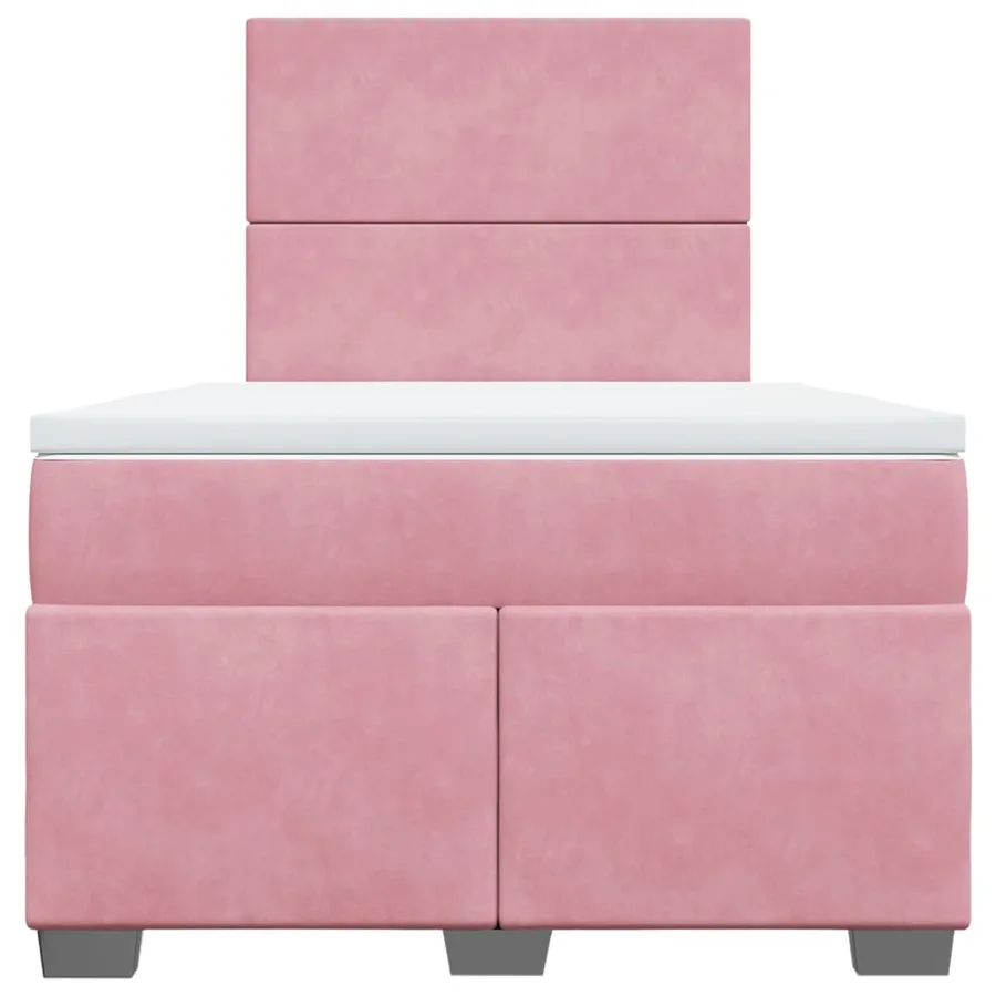 Sommier à lattes de lit avec matelas rose 120x190 cm velours - 6