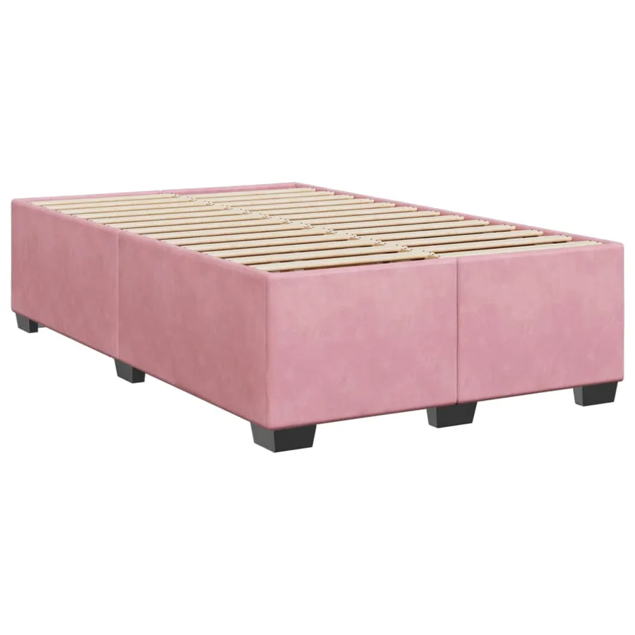 Sommier à lattes de lit avec matelas rose 120x190 cm velours - 8