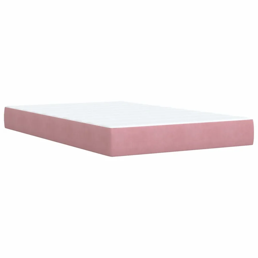 Sommier à lattes de lit avec matelas rose 120x190 cm velours - 9