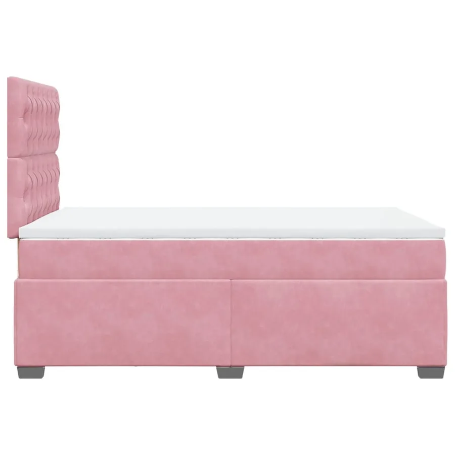 Sommier à lattes de lit avec matelas rose 120x190 cm velours - 11
