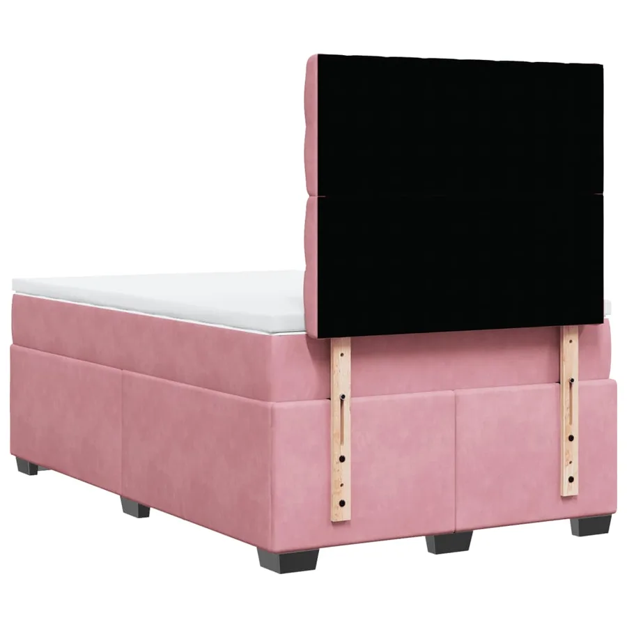 Sommier à lattes de lit avec matelas rose 120x190 cm velours - 12