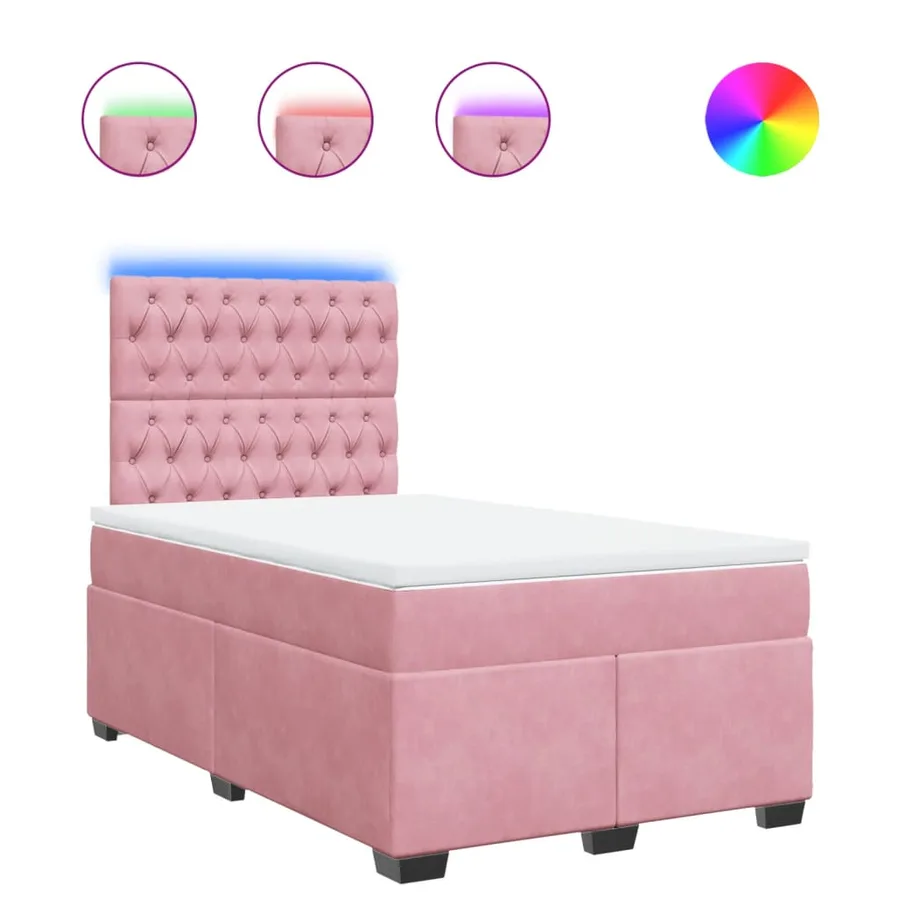 Sommier à lattes de lit avec matelas rose 120x190 cm velours - 2