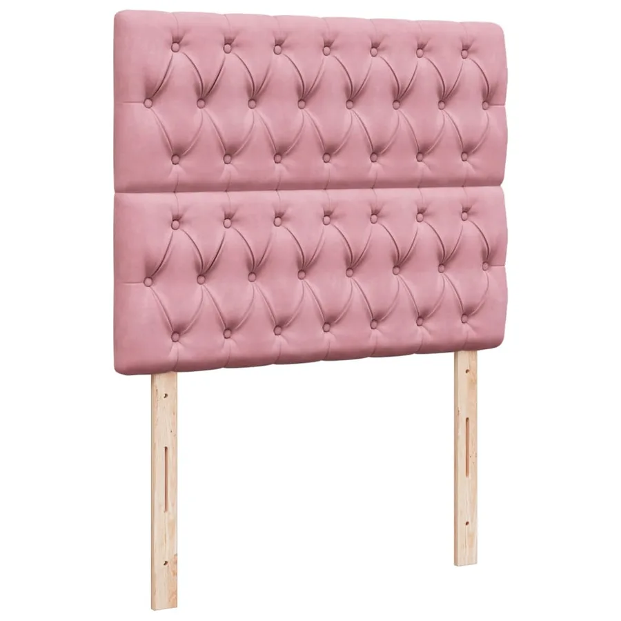 Sommier à lattes de lit avec matelas rose 120x190 cm velours - 7