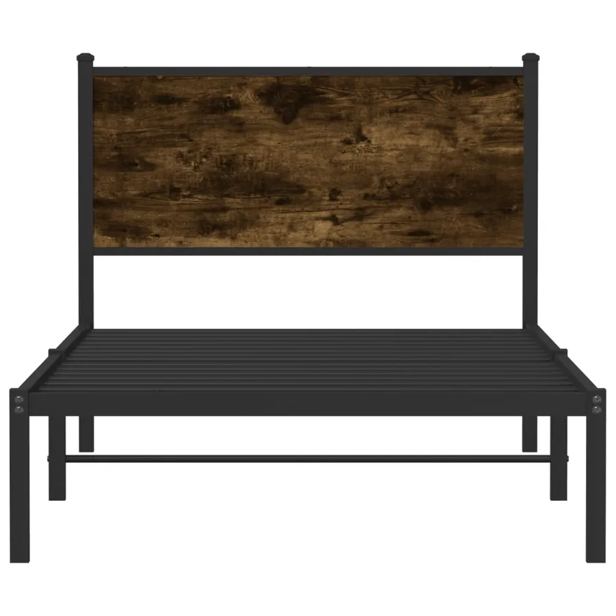 Cadre de lit en métal sans matelas chêne fumé 107x203 cm - 5