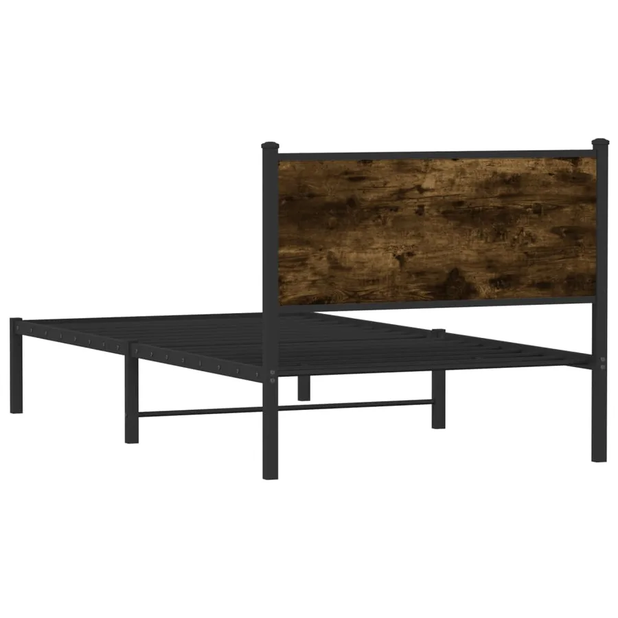 Cadre de lit en métal sans matelas chêne fumé 107x203 cm - 7