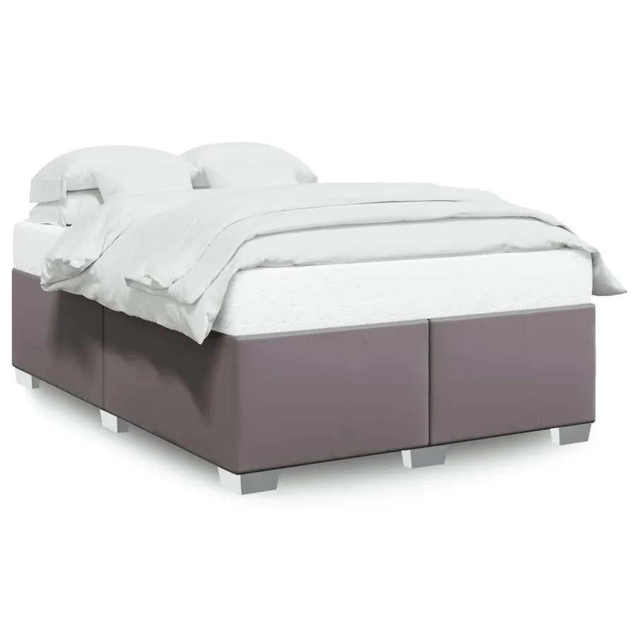 Cadre de lit sans matelas gris 140x190 cm similicuir - 2
