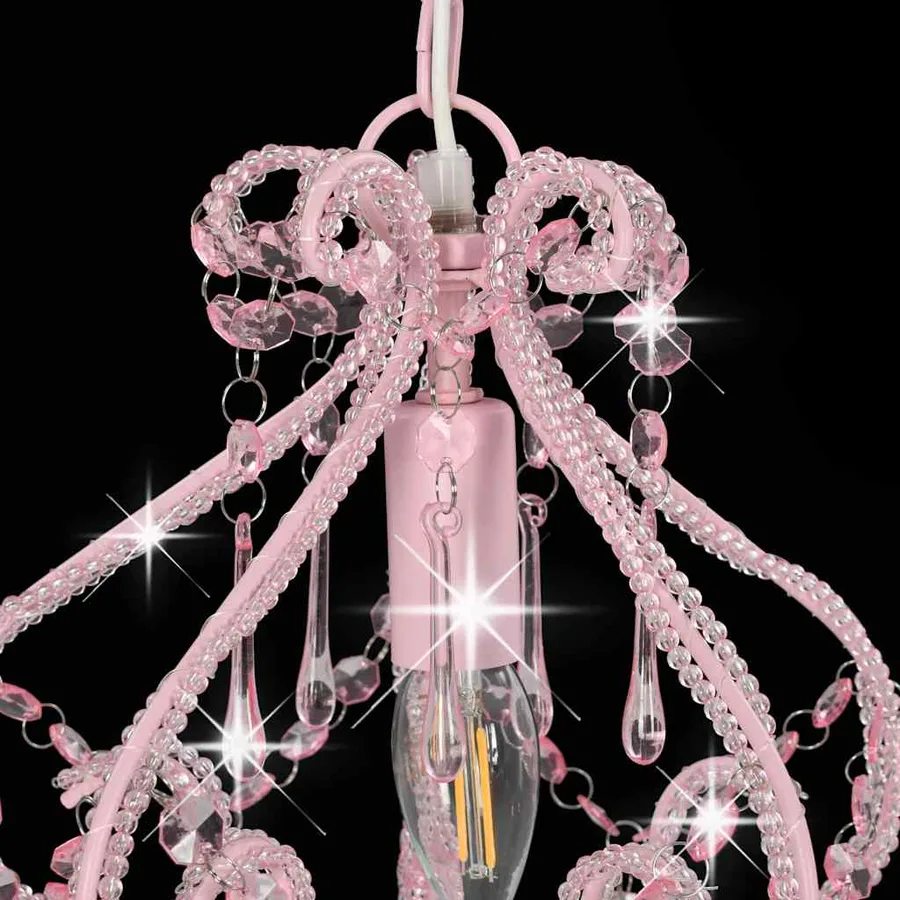 Plafonnier avec perles Rose Rond E14 - 5