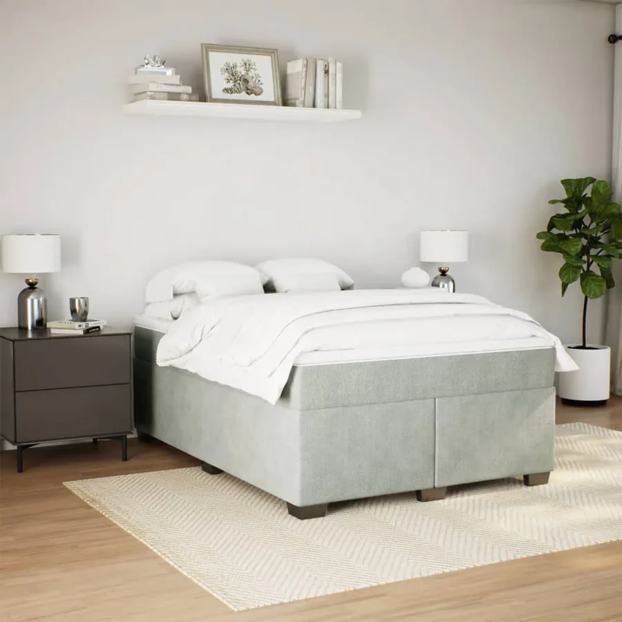 Sommier à lattes de lit et matelas Gris clair 140x200cm Velours - 3