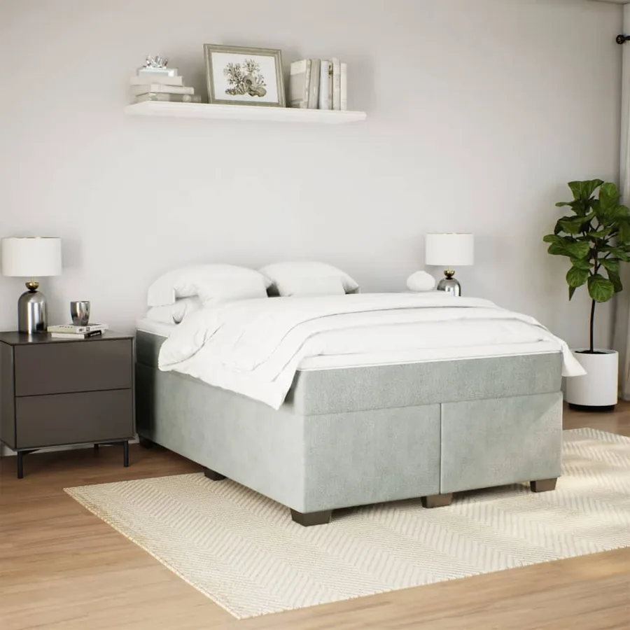 Sommier à lattes de lit et matelas Gris clair 160x200cm Velours - 3