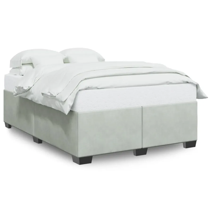 Cadre de lit sans matelas gris clair 160x200 cm velours - 2
