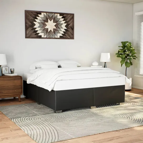 Cadre de lit sans matelas noir 200x200 cm similicuir