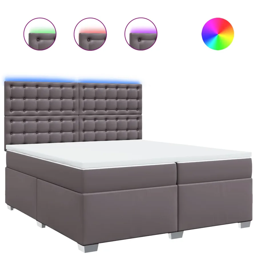 Sommier à lattes de lit avec matelas Gris 200x200 cm Similicuir - 2