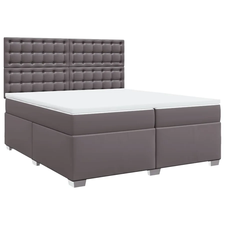 Sommier à lattes de lit avec matelas Gris 200x200 cm Similicuir - 3