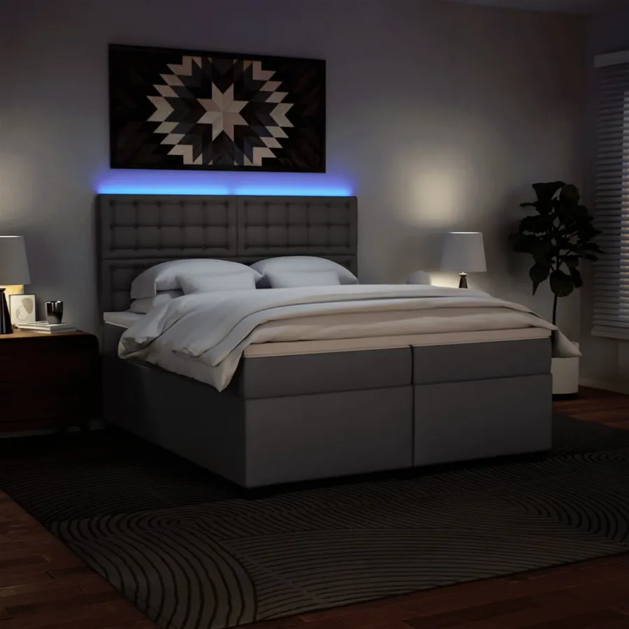 Sommier à lattes de lit avec matelas Gris 200x200 cm Similicuir - 5