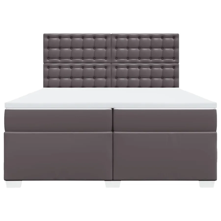 Sommier à lattes de lit avec matelas Gris 200x200 cm Similicuir - 6