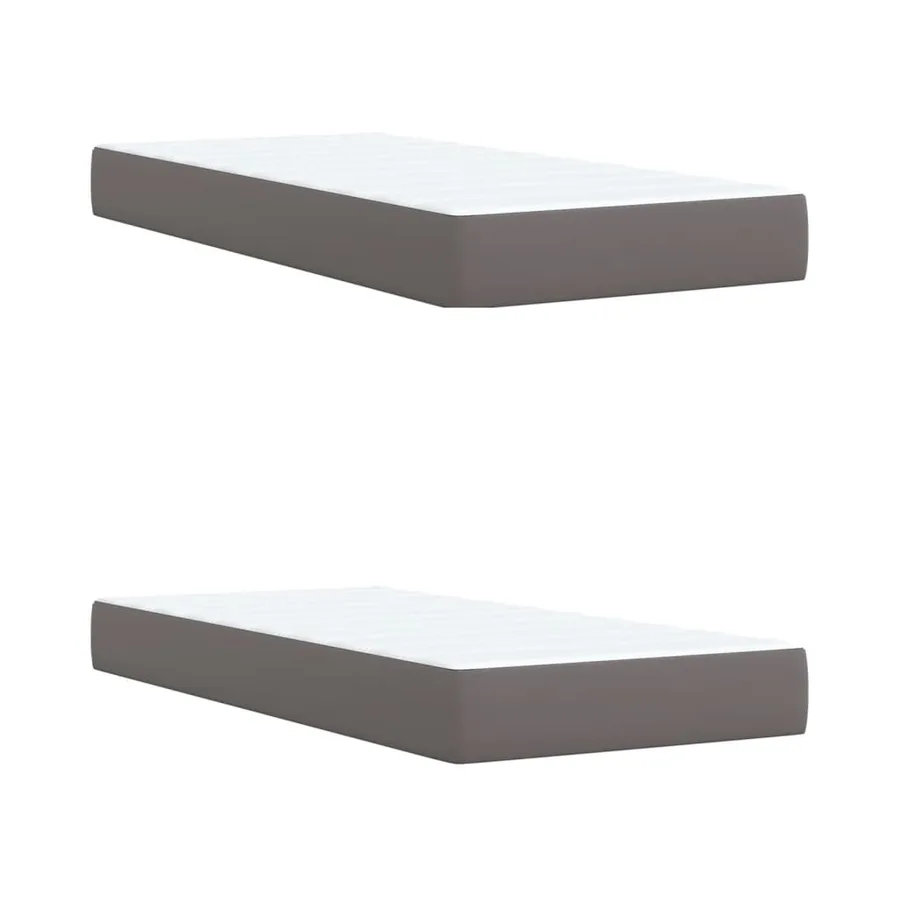 Sommier à lattes de lit avec matelas Gris 200x200 cm Similicuir - 9